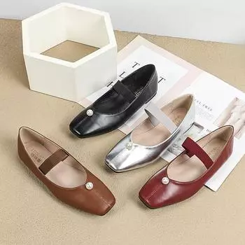 Женские винтажные балетки Мэри Джейн, повседневные балетки с квадратным носком и ремешком на щиколотке, нарядные, удобные рабочие балетки из искусственной кожи для женщин 35 чёрный