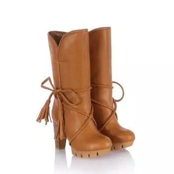 Женские винтажные ботинки на высоком каблуке с бантом, теплые плюшевые каблуки, зимняя женская обувь, ковбойские мотоциклетные ботинки в стиле вестерн, bota feminina 2024 3 белый