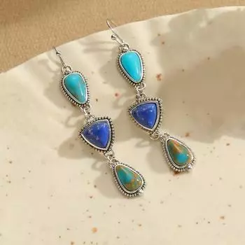 Женские винтажные длинные серьги в этническом стиле в богемном геометрическом стиле, серьги для вечеринки, банкета, подарок на годовщину серебряный