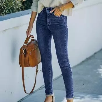 Женские винтажные джинсовые брюки с высокой талией, узкие джинсы-карандаш, брюки S серый