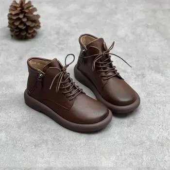 Женские винтажные кожаные ботильоны на плоской подошве с круглым носком, низкие, повседневные Doc Martens 35 чёрный