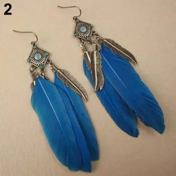 Женские винтажные креативные висячие серьги-крючки с листьями и перьями, ювелирные изделия, подарок на вечеринку чёрный