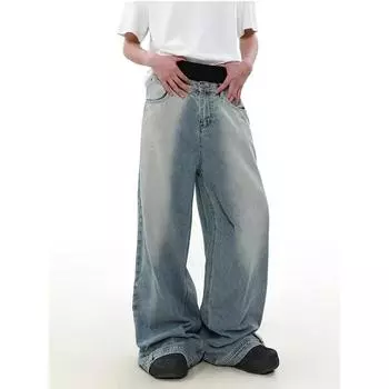 Женские винтажные мешковатые синие джинсы с высокой талией, джинсовые брюки, корейский стиль 2000-х годов, Y2k, Harajuku, 90-е, эстетические брюки большого размера, дрянная одежда S синий