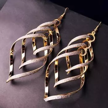 Женские винтажные многослойные спиральные серьги-капельки из матового польского сплава с большим крестом и висячими серьгами one size