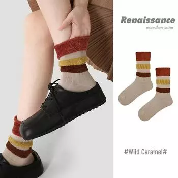 Женские винтажные носки Renaissance в контрастную полоску для похудения — модный двухслойный дизайн на весну/осень One Size