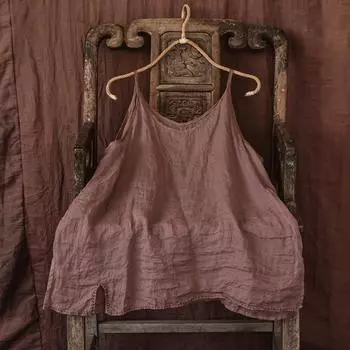 Женские винтажные однотонные майки, летние простые свободные топы из рами, Casaul One Size чёрный