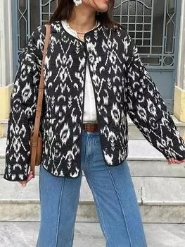 Женские винтажные пальто с длинным рукавом и круглым вырезом на пуговицах, элегантные повседневные шикарные куртки с леопардовым принтом больших размеров, корейская мода, женская новая уличная верхняя одежда XS белый/чёрный