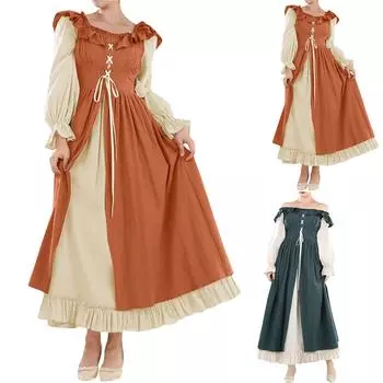 Женские винтажные платья с рукавами-ширинками и эластичной спиной, большие распашные модели S