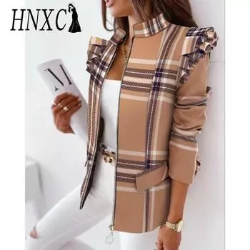 Женские винтажные повседневные куртки и пальто с длинным рукавом HNXC осень-зима S