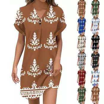 Женские винтажные пуловеры с V-образным вырезом и цветными блоками, повседневные платья на пуговицах L