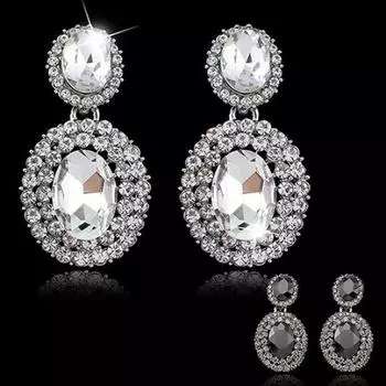 Женские винтажные роскошные овальные массивные висячие серьги со стразами, ювелирные изделия белый