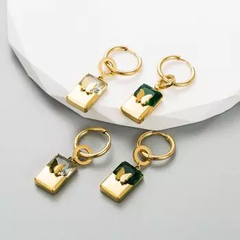 Женские винтажные серьги, креативные серьги с концентрическим замком, серьги из титановой стали с инкрустацией цветного циркона OneSize белый