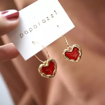 Женские винтажные серьги с красным сердцем, модные ювелирные изделия, эмалированные металлические серьги, подарки для девочек, элегантные, простые, модные ювелирные изделия