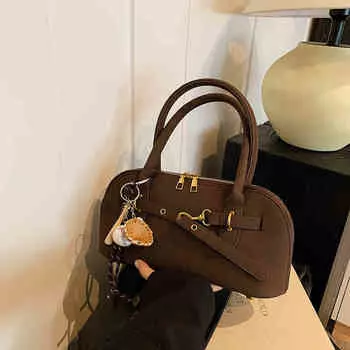 Женские винтажные сумки через плечо из искусственной замши, однотонные универсальные сумки через плечо, осенне-зимние женские сумки для поездок на работу