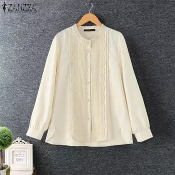 Женские винтажные свободные рубашки с круглым вырезом и длинным рукавом в полоску S жёлтый