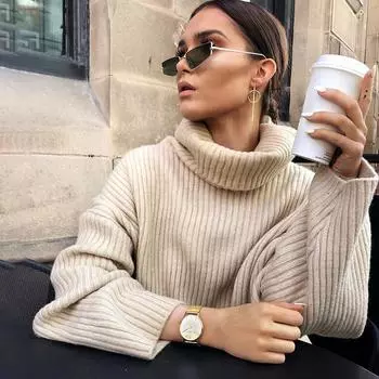 Женские винтажные свободные водолазки вязаные свитера осень-зима модные вязаные пуловеры однотонные длинные рукава джемперы топы S хаки