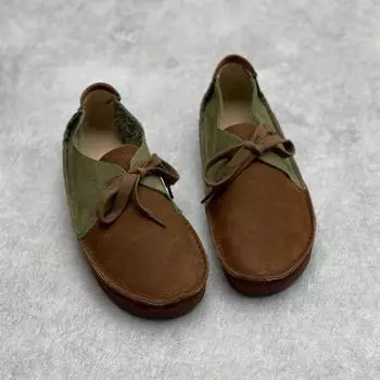 Женские винтажные туфли на шнуровке, цветные повседневные туфли, натуральная кожа, мягкие подошвы, плоские туфли 35 хаки