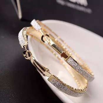 Женские винтажные ювелирные изделия, матовые польские серьги-капли, круглые висячие серьги-кольца для вечеринки, большие серьги-кольца золотой