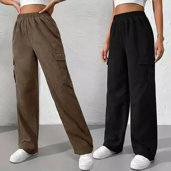 Женские винтажные вельветовые брюки с высокой талией, прямые повседневные модные брюки, винтажные брюки S коричневый