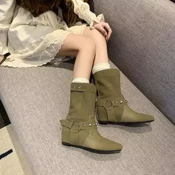 Женские винтажные замшевые туфли с плоским дном и коротким бочонком 35 кофейный