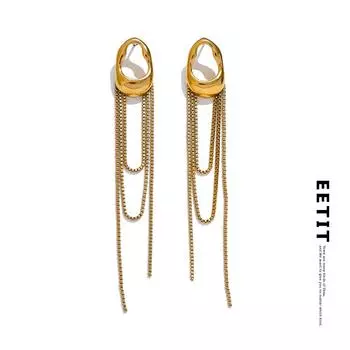 Женские висячие серьги Eetit из нержавеющей стали 316L с геометрическим рисунком и кисточками, популярные водонепроницаемые ювелирные изделия в подарок золотой