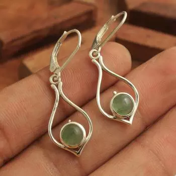 Женские висячие серьги из пренита, ювелирные изделия ручной работы из 100% стерлингового серебра 925 пробы зелёный