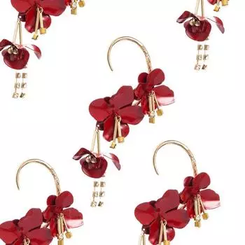 Женские висячие серьги из сплава с кисточками и красками, серьги в стиле ретро с цветами и бриллиантами, многослойные одинарные серьги в корейском стиле 12*8.3cm чёрный