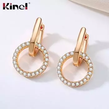 Женские висячие серьги Kinel с цирконием, розовое золото, свадебные украшения для невесты