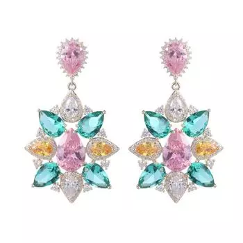 Женские висячие серьги с кубическим цирконием, милые эффектные цветочные серьги, модные темпераментные свадебные серьги 2022 года чёрный