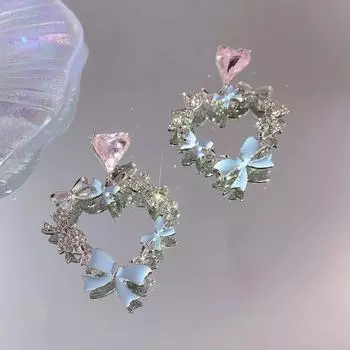 Женские висячие серьги с преувеличенным цирконием и бантом в форме сердца, новинка 2022 года, темпераментные большие подвески, ювелирные изделия в подарок