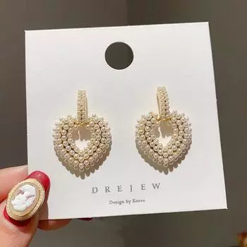 Женские висячие серьги в стиле знаменитостей со сладким жемчугом и персиковым сердцем, модные роскошные ювелирные изделия, необычные серьги