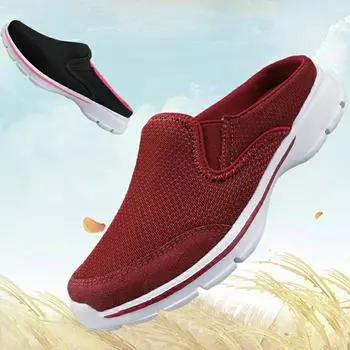 Женские внутренние тапочки 35–42, полутапочки, летние дышащие женские туфли в сетку, черные туфли Mueller 35 темно-красного