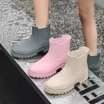 Женские водонепроницаемые ботинки, Пластиковые водонепроницаемые ботинки, Сапоги для работы на открытом воздухе, Легкие нескользящие резиновые ботинки 41 чёрный