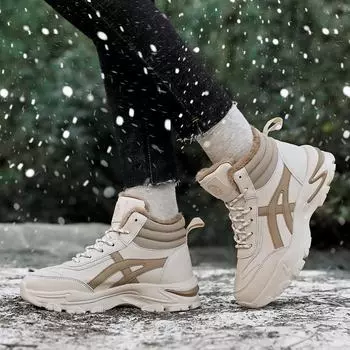 Женские водонепроницаемые ботинки Plus Velvet Snow Boots - высокие, нескользящие, с мягкой подошвой, теплая зимняя спортивная обувь 35 хаки