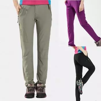 Женские водонепроницаемые брюки для пешего туризма, скалолазания, быстросохнущие горные дождевые брюки, эластичные спортивные брюки на открытом воздухе L хаки
