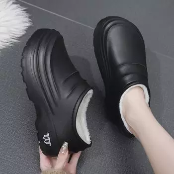 Женские водонепроницаемые и маслостойкие хлопковые тапочки на каблуке - теплые, без застежек, поварская обувь с запатентованным дизайном 47/48