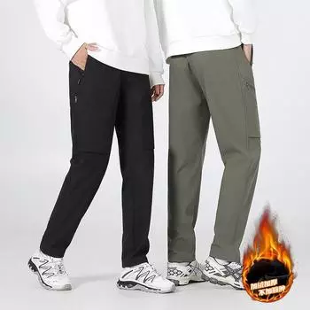 Женские водонепроницаемые и ветрозащитные брюки для активного отдыха на осень/зиму — дышащие, плюс бархат, для катания на лыжах, альпинизма и теплая одежда Women s 2XL чёрный