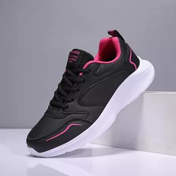 Женские водонепроницаемые кожаные кроссовки на толстой подошве, размер 41, амортизирующие и легкие для путешествий 39 сливовый/чёрный