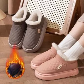 Женские водонепроницаемые мягкие зимние ботинки с защитой от пятен, теплые, для улицы, осень-зима 2024 года, мягкие, утолщенные, на каблуке, хлопковые туфли 36-37 розовый