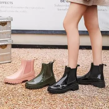 Женские водонепроницаемые нескользящие резиновые сапоги средней высоты 2024 года — модная и прочная резиновая обувь 38 жёлтый