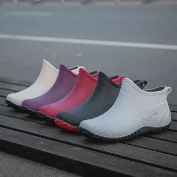 Женские водонепроницаемые низкие нескользящие модные резиновые сапоги 2025 года с бархатом Plus 36