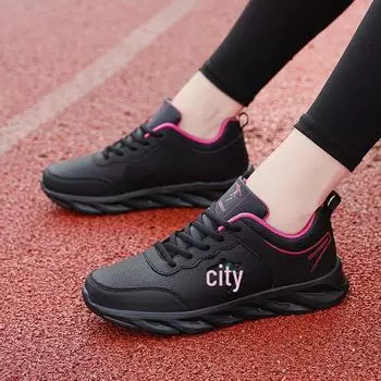 Женские водонепроницаемые повседневные кроссовки Johnny Danlai из кожи — нескользящие, теплые, из хлопка для осени/зимы. 35, Leather-0702 чёрный/красный