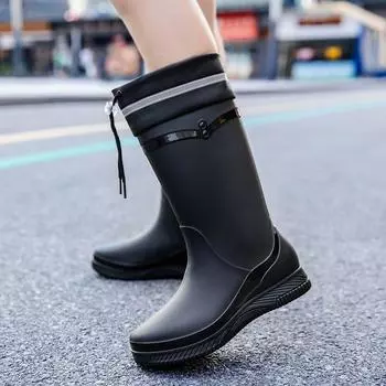 Женские водонепроницаемые резиновые сапоги до середины голени со съемной подкладкой, нескользящие, устойчивые к запахам резиновые туфли для кухни и работы 36-40