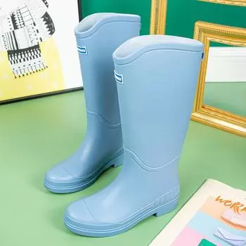Женские водонепроницаемые сапоги средней и высокой длины, нескользящие резиновые сапоги для воды, износостойкая уличная резиновая обувь, кухонная рабочая обувь для воды, модная 36 светло-синий