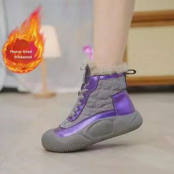 Женские водонепроницаемые высокие зимние ботинки на толстой подошве с бархатной подкладкой 2024 года 35 хаки