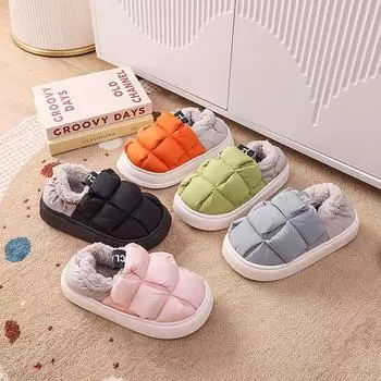 «Женские водонепроницаемые зимние пуховые хлопковые туфли на каблуке и мужские нескользящие теплые тапочки на толстой подошве» Size 36-37 оранжевый