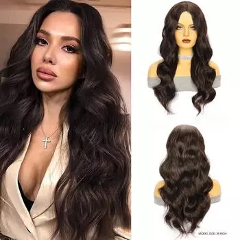 Женские волнистые длинные вьющиеся волосы средней длины 26inch тосканской коричневого