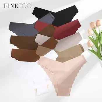 Женские волнистые трусики FINETOO с V-образной талией и бесшовные трусы, нижнее белье из ледяного шелка