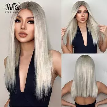 Женские волосы 58 см, белое золото, длинная прямая футболка спереди, кружевные розовые волосы, сетчатый головной убор, полная гарнитура, парики из чистого ручного плетения, кружевные парики, парик канекалон 58cm платиновый