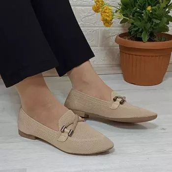 Женские вязаные балетки ручной работы Fiyra 4013 с норковым камнем